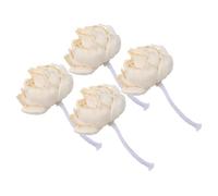 PHENOFICE 4 Piezas Flor de Peonía Artificial Hecha de Papel Tetrapanax Papyriferus Blanco con Diseño Realista y Capas de Hojas Adecuado para Mesas de Tocador y Armarios