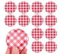 PHENOFICE 40 Tapas Metálicas para Tarros de Conserva de 6,3 Cm Diseño a Cuadros Rojos y Blancos, Tapa Hermética de Hierro para Conservar Alimentos Frescos en Refrigerador