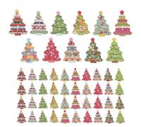PHENOFICE 50 Adornos Colgantes Navideños de Madera Redondos para Decoración de Árbol de Navidad, Fáciles de Usar, Estilo Rústico Vintage para Manualidades DIY Color Color Aleatorio