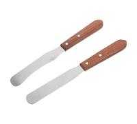 PHENOFICE Aplicador de Cera Espátula Depilatoria de Acero Inoxidable con Mango de Madera Ergonómico Set Doble Recto y Curvo para Depilación Corporal Profesional y Uso Salones de Belleza