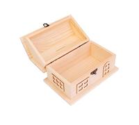 PHENOFICE Banco de Monedas para Ahorrar Dinero de Madera Beige Forma de Casa y Fomentar la Imaginación Caja Creativa en Proyectos Infantiles