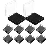 PHENOFICE Caja de Exhibición para Insignias 10 Piezas, Organizador de Solapas con Espuma Plana Negra, Caja de Almacenamiento 56x56x22 Mm para Joyas y Manualidades