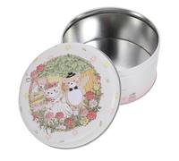 PHENOFICE Caja De Hojalata Para Galletas Navideñas Lata De Almacenamiento Redonda Lata Para Dulces Navideños Caja De Obsequio Para Fiestas Tapa Contenedor Para Dulces