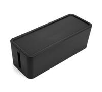 PHENOFICE Caja Organizadora para Regletas y Cables Negra Mediana con Tapa Gestión y Almacenamiento de Cables para Escritorio Oficina y Hogar Protege y Mascotas Mantiene Orden y Seguridad