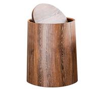 PHENOFICE Cubo de Basura Doméstico Redondo de 15l Diseño Imitación Madera, Interior Liso y Fácil de Enjuagar, Adecuado para Cocina y Sala de Estar Familiar