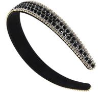 PHENOFICE Diadema Cómoda Imitación para Mujer de Piedras y Brillantina Antideslizante Color Negro Elegante Adecuado para Bodas y Uso Diario