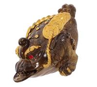 PHENOFICE Estatua de Sapo Suerte Feng Shui Que Cambia de Color, Figura de Rana Dorada de Resina para Decoración de Hogar y Oficina, Accesorio de Té Tradicional para Prosperidad Financiera