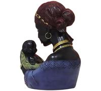 PHENOFICE Figura Decorativa Colección Elegante Diseño Artístico Africano en Resina de Madre E Hijo Africanos y Acabado Delicado para Escritorio y Estantería