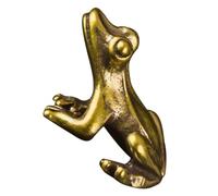 PHENOFICE Figura Decorativa de Sapo de Latón Dorado para Escritorio, Escultura Coleccionable Que Evita la Mala Suerte y Aporta Prosperidad al Hogar
