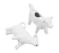 PHENOFICE Juego de 2 Tazas de Leche de Cerámica Color Claro Capacidad de 40ml, Diseño Moderno y Forma Animal para Cafeterías y Bares