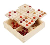 PHENOFICE Juego de Cinco en Raya Giratorio de Madera Adultos con Esquinas Rotativas y Diseño Portátil, Juego Educativo de Mesa Interactivo