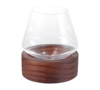 PHENOFICE Juego de Posavasos de Madera Resistente al Calor y Frío Copa de Whisky de Vidrio Redonda de 300ml para Bares y Ktv