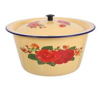 PHENOFICE Lavabo de Esmalte Vintage Fácil de Llevar con Tapa, Cuenco Retro con Superficie Lisa, Adecuado para Restaurante y Hotel