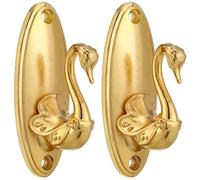 PHENOFICE Par de Ganchos de Cortina de Cisne Dorados de Aleación de Aluminio, Fáciles de Retirar, Montados en Muro para Sujetar Cortinas en Decoración Vintage