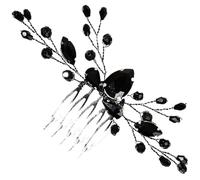 PHENOFICE Peineta de Gemas de Imitación para Decoración del Cabello Novia, Aleación Negra Diseño Delicado y Fácil de Quitar para Cenas y Actuaciones de Baile