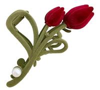 PHENOFICE Pinza Cabello Grande de Garra Forma de Tulipán, Pasador de Flor de Terciopelo Flocado, Accesorio para Mujer Otoño E Invierno, Pinzas para Pelo Grueso y Fino, Sujetador Práctico