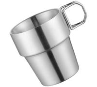 PHENOFICE Taza Plegable de Acero Inoxidable 300ml Ligera y Creativa para Camping y Aventura al Aire Libre Color Plata Asa Resistente