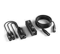 Phenyx Pro Amplificador de monitor intrauditivo con cable de doble canal, IEM portátil con 2 entradas XLR, modo estéreo/mono, alimentación de baterías DC/2 AAA, amplificador de auriculares personales