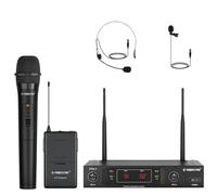 Phenyx pro Sistema de micrófono inalámbrico, juego de micrófono inalámbrico VHF con 1 dispositivo portátil + 1 auricular + 1 solapa + 1 bodypack, señal estable, largo alcance (PTV-1B)