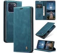 Phernykas Funda para Xiaomi Poco C85 Libro Case, Cierre Magnético Función Soporte Bloqueo RFID Proteccion Flip Wallet Carcasa Móvil para Poco C85 Funda, Azul-Verde
