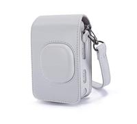Phetium Funda de Transporte Compatible con Instax Mini LiPlay Cámara Instantánea Híbrida, Bolsa de Transporte Fabricada en Cuero con Correa Ajustable/Desmontable (Blanco Ahumado)