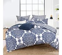 PHF Juego de Funda de edredón Impresa, tamaño King, 3 Piezas, Juego de Funda de edredón con Cierre de Cremallera, 4 Lazos en Las Esquinas, cómoda Funda de edredón de Lujo con Fundas de Almohada,