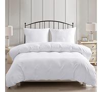 PHF Juego de ropa de cama de 3 piezas, 200x200 cm, fundas nórdicas de 200x200 cm, con 2 fundas de almohada de 80x80 cm, suave y no necesita planchado, microfibra con cremallera, color blanco