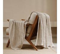 PHF Manta de punto gofre 100% algodón, suave, ligera, transpirable, acogedora, para sofá y cama, tejida estética de lujo para decoración del hogar y oficina, 50 x 60 pulgadas