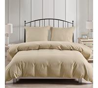 PHF Ropa de cama de 135 x 200 cm, funda nórdica de 135 x 200 cm con 2 fundas de almohada de 80 x 80 cm, suave y no necesita planchado, 135 x 200 cm, de microfibra con cremallera, color caqui