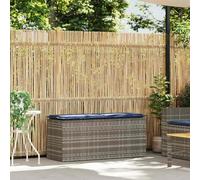 PHGTYUK Banco de jardín con cojín, gris, 110 x 40 x 44 cm, polirratán | Ratán de polietileno, marco de acero con recubrimiento en polvo, funda extraíble lavable, peso ligero, jardín, terraza