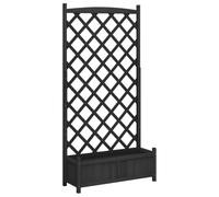 PHGTYUK Macetero con enrejado negro madera maciza abeto | Para plantas trepadoras, terrazas, balcones, enrejados, robustos, resistentes a la intemperie
