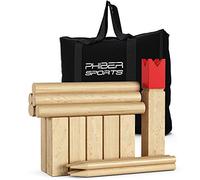 PHIBER-Sports Échecs Kubb Viking en Bois de qualité Premium - En Bois dur massif - Avec Sac de Transport Pratique - Jeu pour l'extérieur - Jeu en Bois pour Enfants et adultes de Tous âges.
