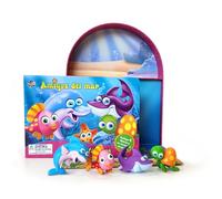 Phidal Amigos del Mar Mini Diverti-Libros - Libros de actividades para niños, cuento de 12 páginas, 4 figuras, 1 escenario de juego