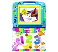 Phidal Aprende a Contar 1 2 3 Lee y Dibuja - Recursos de aprendizaje para niños, una pizarra magnética, un lápiz fácil de usar, libro de cuentos de 22 páginas