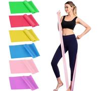 Phieeseriy Bandas Elasticas Musculacion Set de 6, 2M/1.8M Bandas Elasticas Fitness con 3 Niveles de Resistencia, Elasticos Fitness Musculacion para Yoga, Pilates, Estiramientos, para Mujer y Hombre
