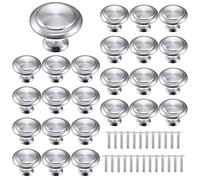 PHIEZC 25 piezas Tiradores de Muebles,Perillas de Cajón,Plata Pomo de armario redondo,Perilla de la Puerta con Tornillo Perillas Manijas para Armario Cajón Aparador Cocina