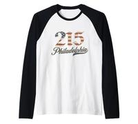 Philadelphia 215 - Código de área Patriot USA Bandera estadounidense Filadelfia Camiseta Manga Raglan