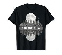 Philadelphia Cityscape Luna Llena Camiseta