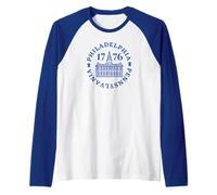 Philadelphia Independence Hall 1776 Pensilvania Filadelfia Camiseta Manga Raglan