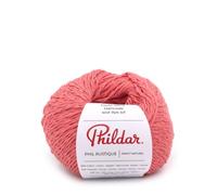 Phildar - Ovillo de lana Phil rústico - lana para ganchillo y tejer - 10% lino, 65% algodón, 25% viscosa, aguja n.º 4 - Color rosa