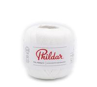 Phildar Phil Perla 5 - Ovillo de lana para tejer (100% algodón), color blanco