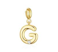 Philip Jones Abalorio chapado en oro de 18 quilates con letra G creada con cristales de Zircondia®