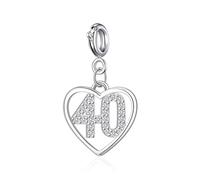 Philip Jones Abalorio de corazón de 40 cumpleaños creado con cristales de Zircondia