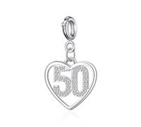 Philip Jones Abalorio de corazón de 50 cumpleaños creado con cristales de Zircondia