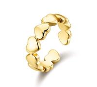 Philip Jones - Anillo ajustable chapado en oro con forma de corazón, color dorado