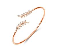 Philip Jones Brazalete de hoja chapado en oro rosa creado con cristales de Zircondia®
