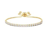Philip Jones Brazalete de la amistad con solitario chapado en oro creado con cristales de Zircondia®