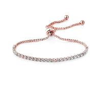 Philip Jones Brazalete de la amistad con solitario chapado en oro rosa creado con cristales de Zircondia®
