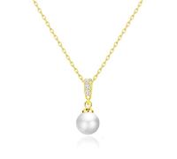 Philip Jones Collar colgante de perla chapado en oro creado con cristales de Zircondia®