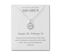 Philip Jones Collar con signo zodiacal de acuario y tarjeta de cita con cristales de Zircondia®, Cristal, Cristal Zircondia®